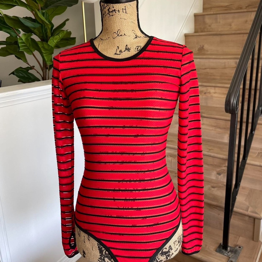 I.AM.GIA sheer stripped long sleeve bodysuit